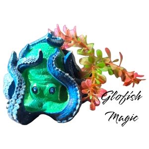 GloFish Color Changing Fluorescent Octopus Aquarium Ornament, Plants